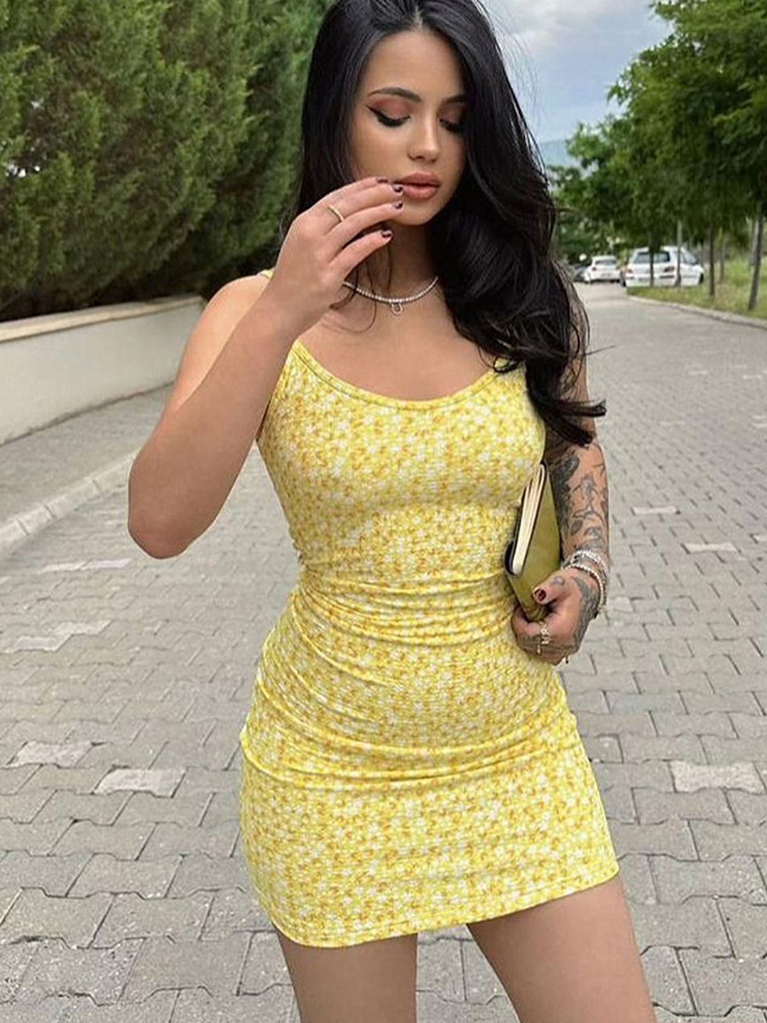 

LULU & SKY Print Bodycon Dress, Yellow
