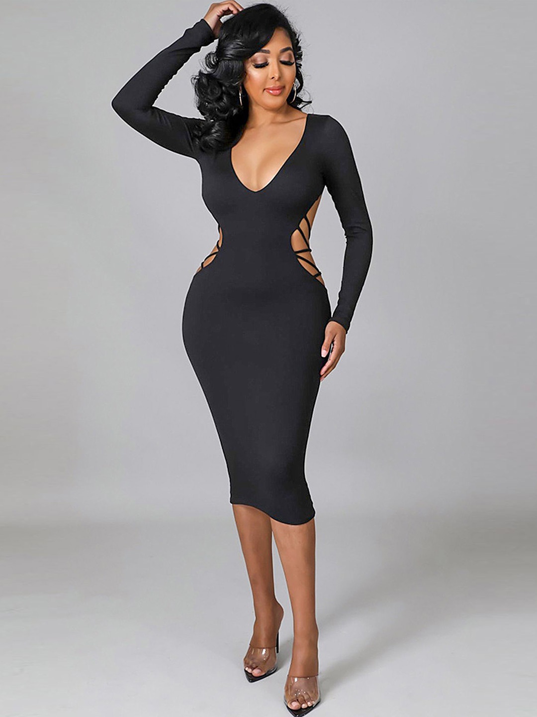 

LULU & SKY Bodycon Midi Dress, Black