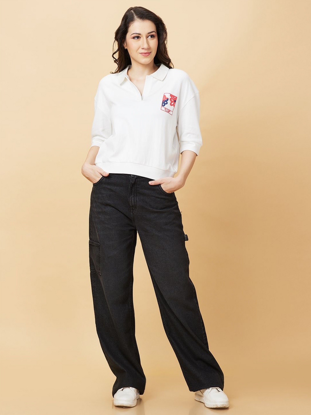 

Being Human Women Polo Collar T-shirt, White