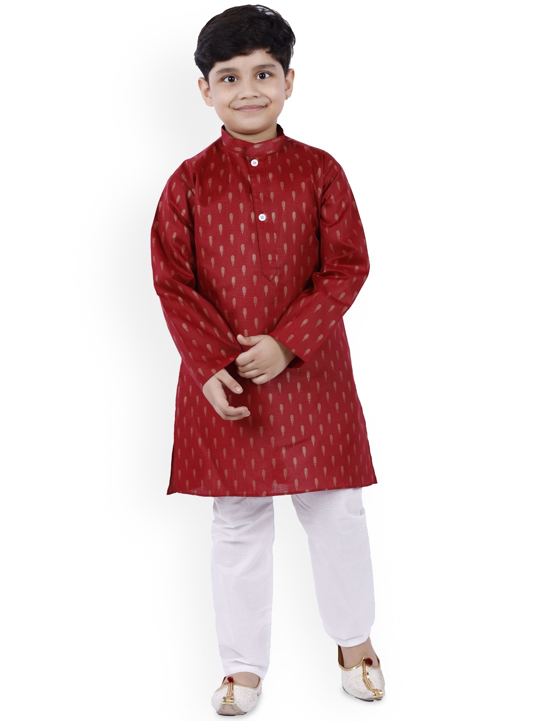 

BAESD Boys Ethnic Motifs Printed Regular Kurta with Pyjamas, Maroon