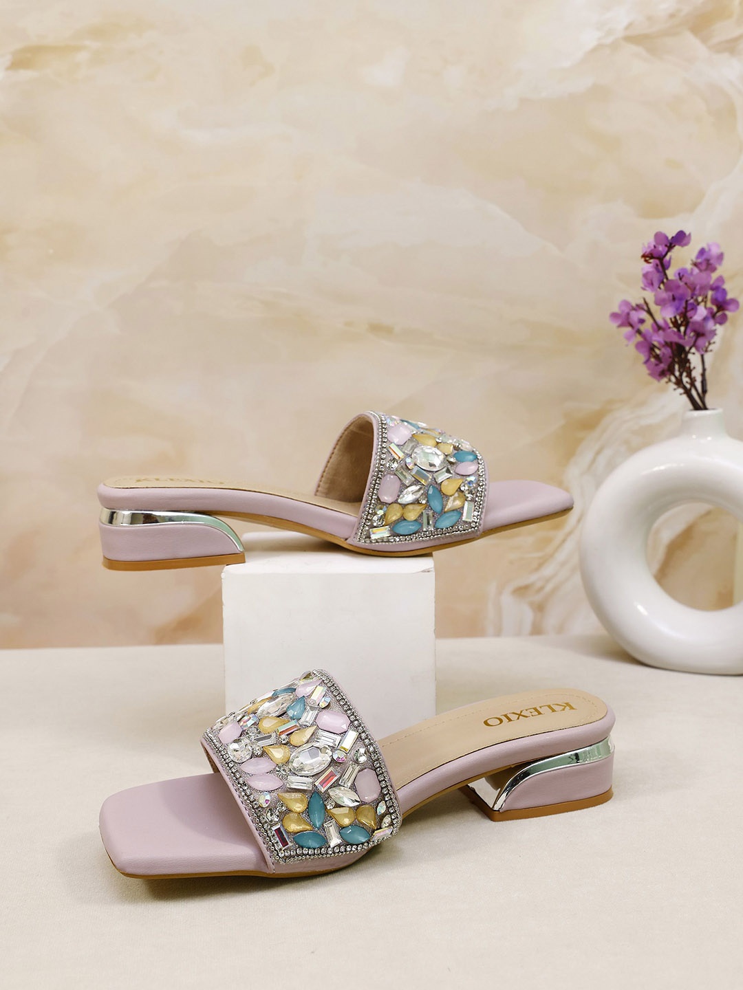 

KLEXIO Party Block Mules, Lavender