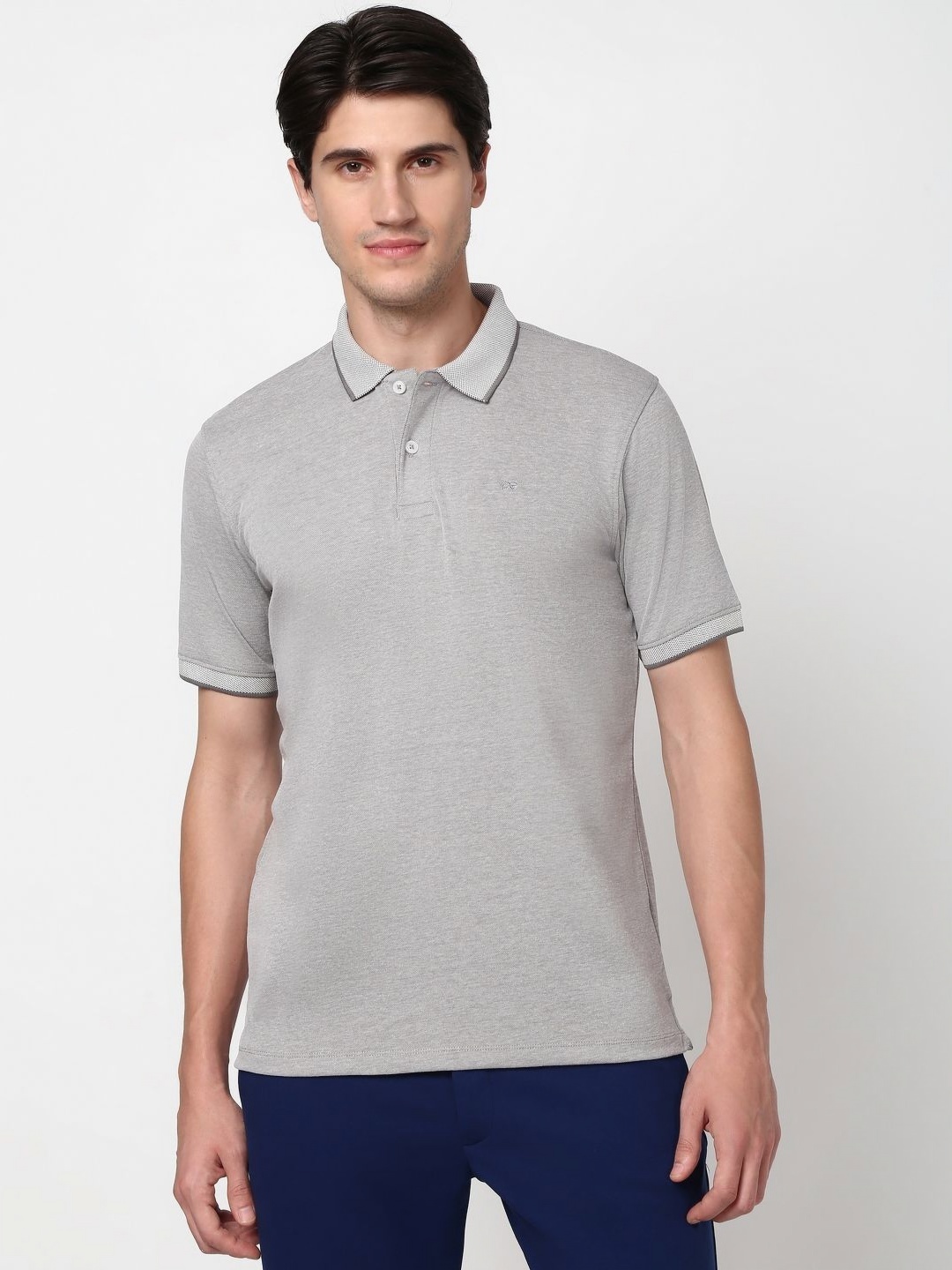 

Peter England Men Polo Collar Pockets T-shirt, Grey
