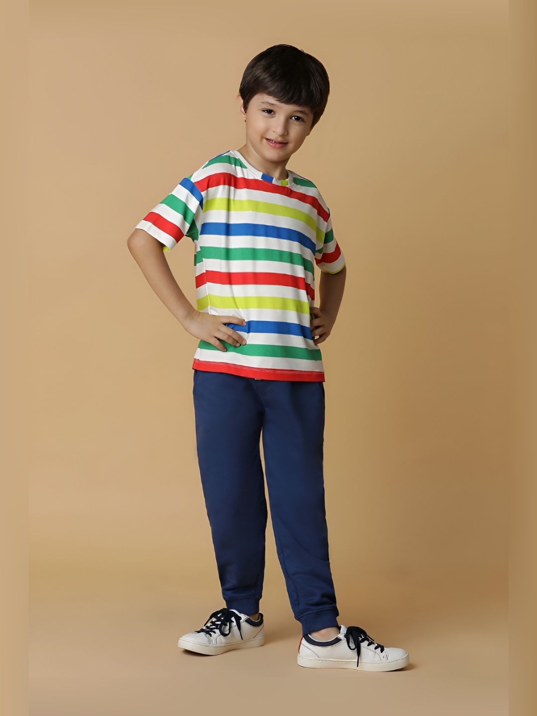 

TALES & STORIES Boys Striped Henley Neck Pockets T-shirt, Multi