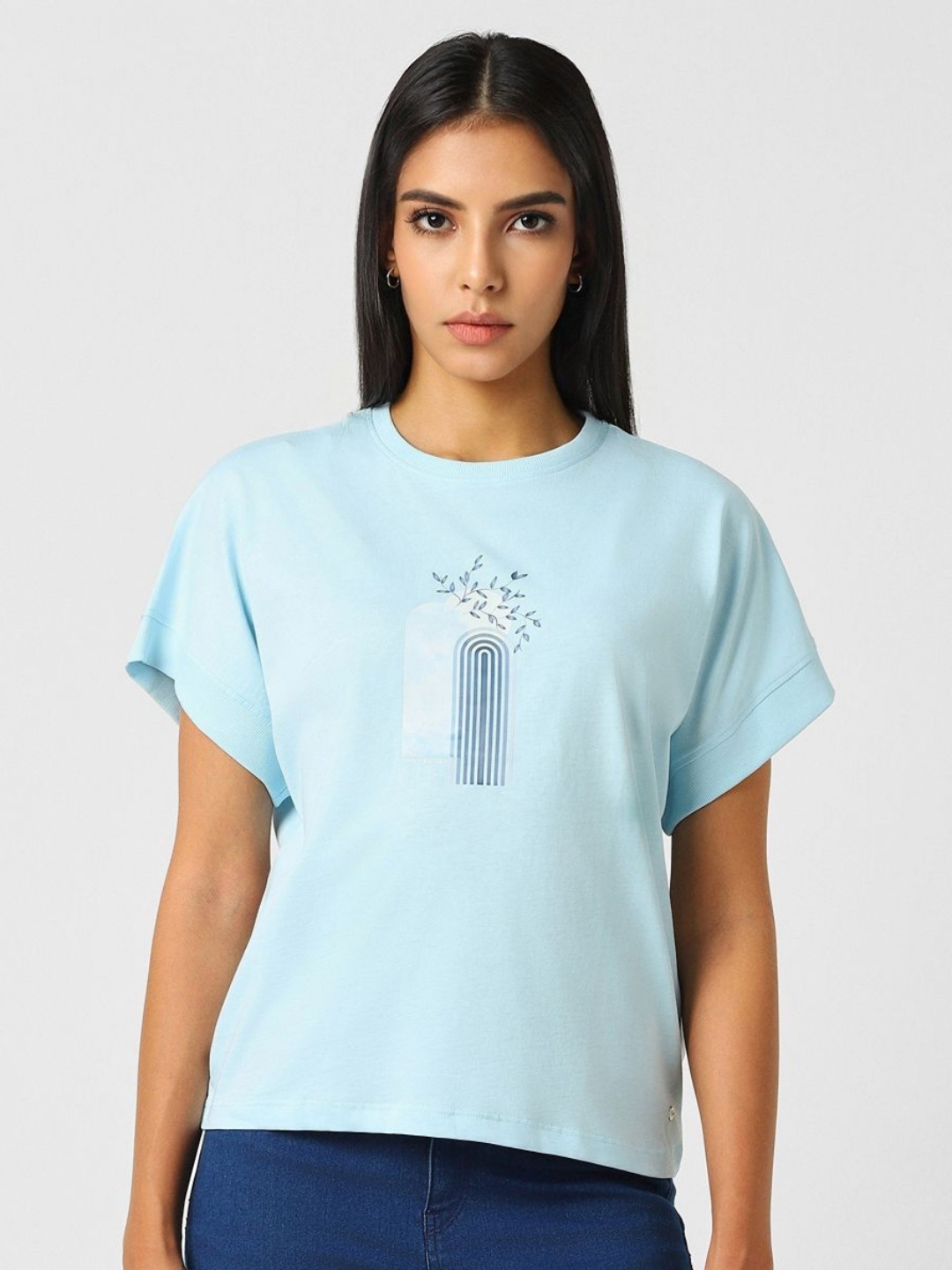 

Van Heusen Woman Women Typography Printed Extended Sleeves T-shirt, Blue