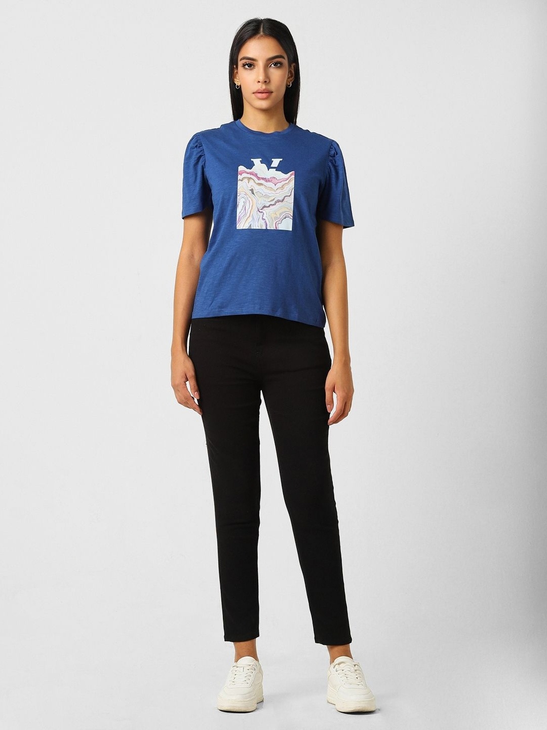 

Van Heusen Woman Women Printed Applique T-shirt, Blue
