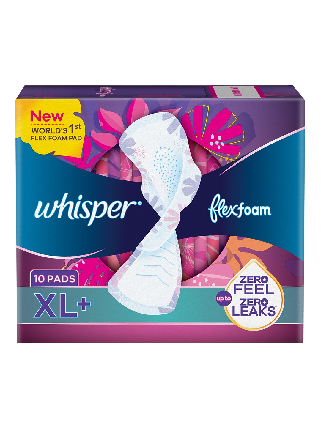 

Whisper Flexfoam XL+ Sanitary Pads - 10Pcs, Pink