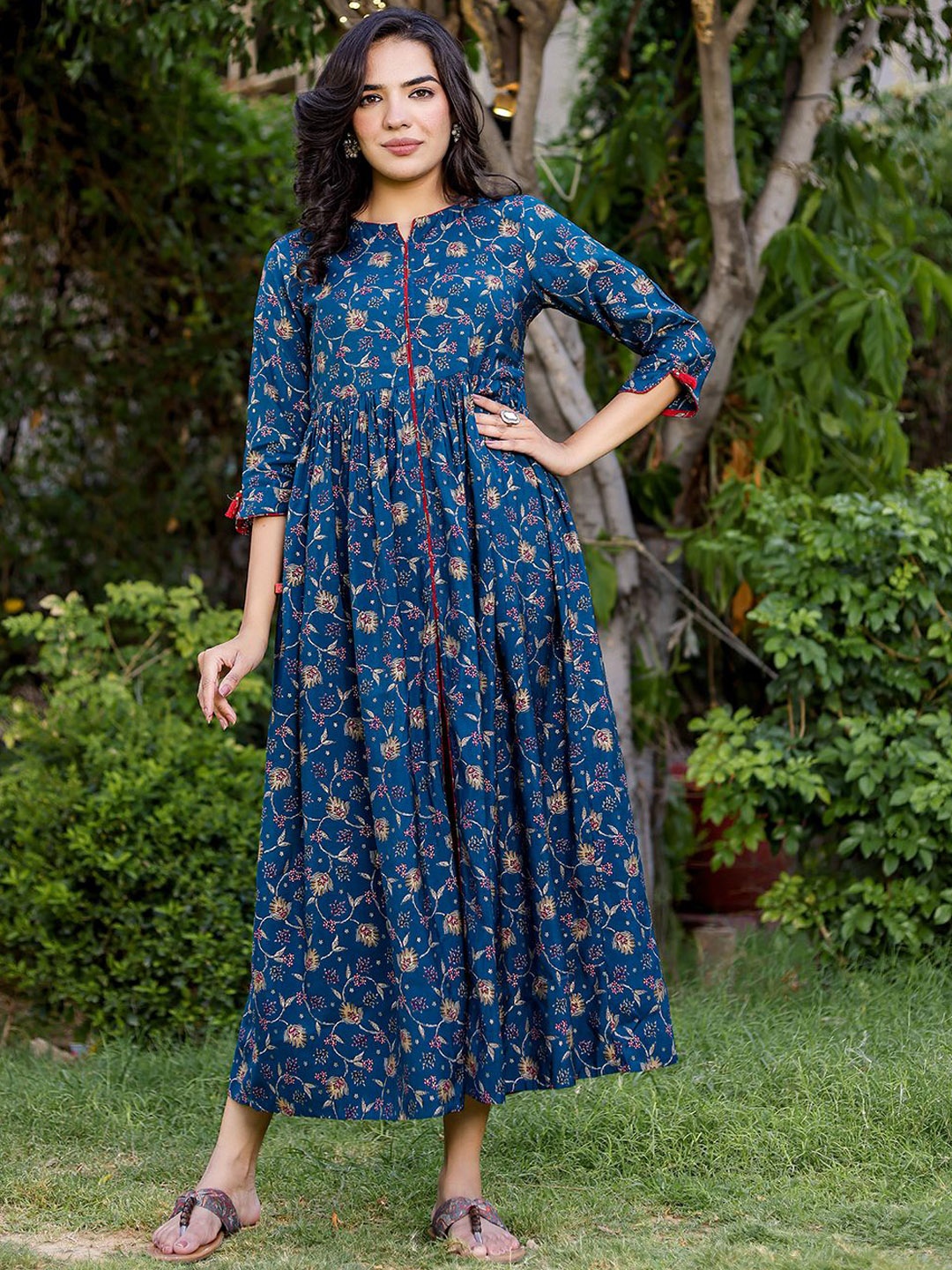 

VASVI Printed Maxi Ethnic Dresses, Blue