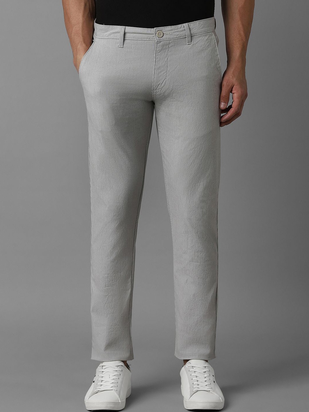 

Louis Philippe Sport Men Textured Slim Fit Trousers, Grey