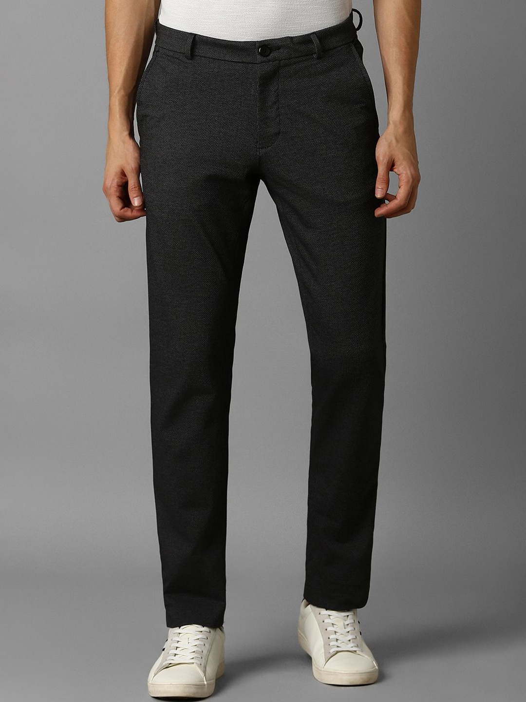 

Louis Philippe Sport Men Textured Slim Fit Trousers, Grey