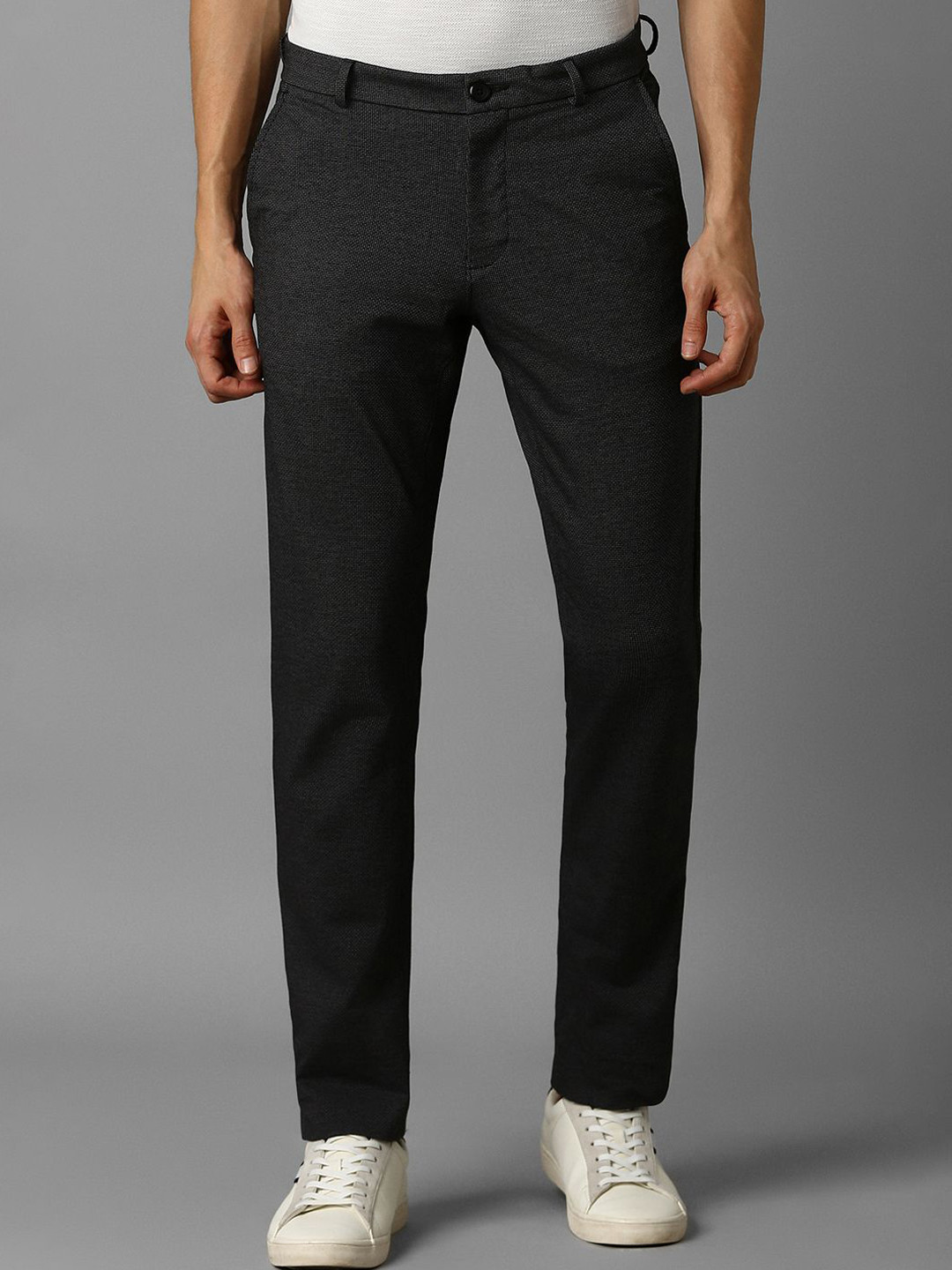 

Louis Philippe Sport Men Textured Slim Fit Trousers, Grey