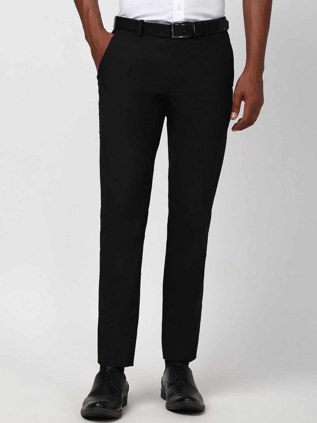 

Peter England Men Slim Fit Trousers, Black