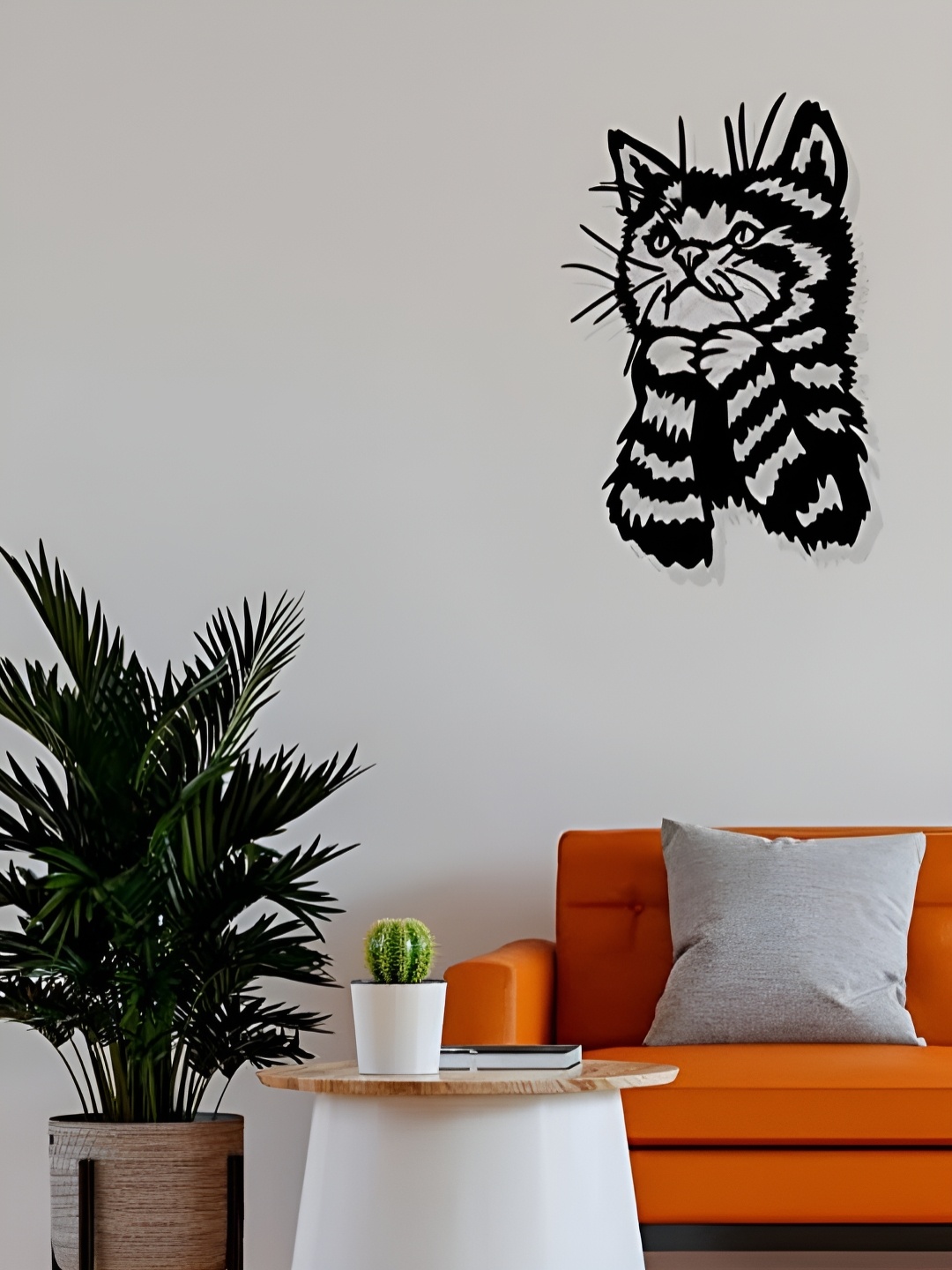 

Artrooms Cat Metal Wall Art, Black