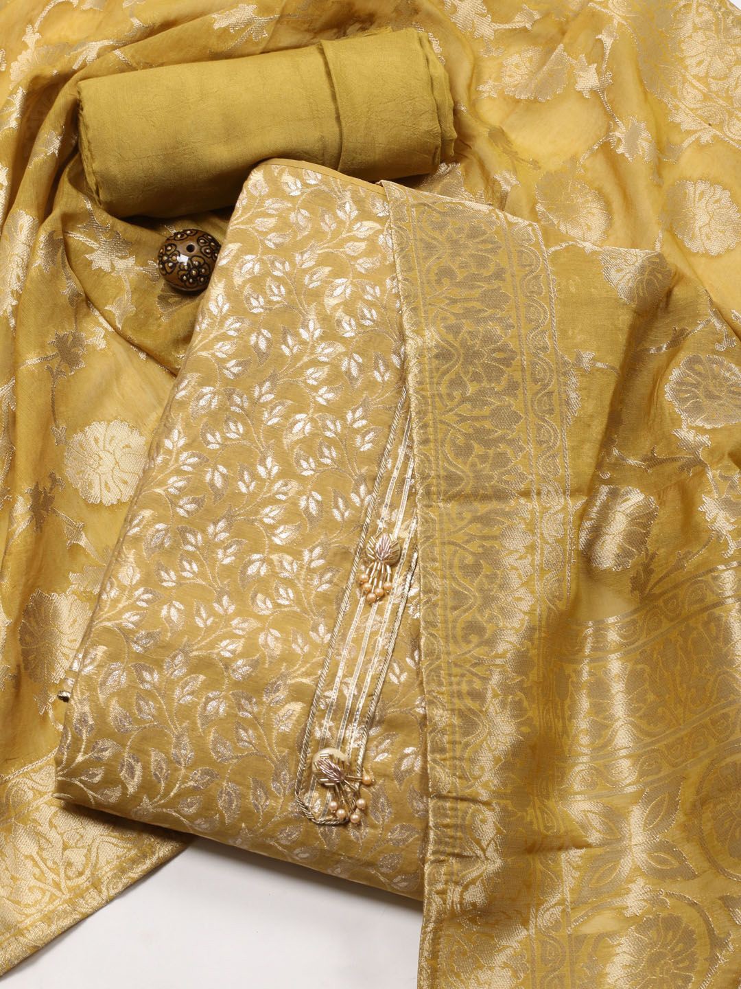 

Meena Bazaar Art Silk Unstitched Dress Material, Mustard