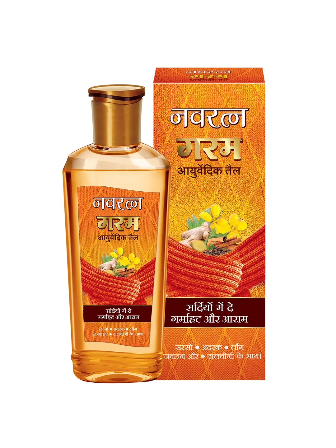 

Navratna Garam Ayurvedic Oil with Mustard & Ginger - 200 ml, Orange