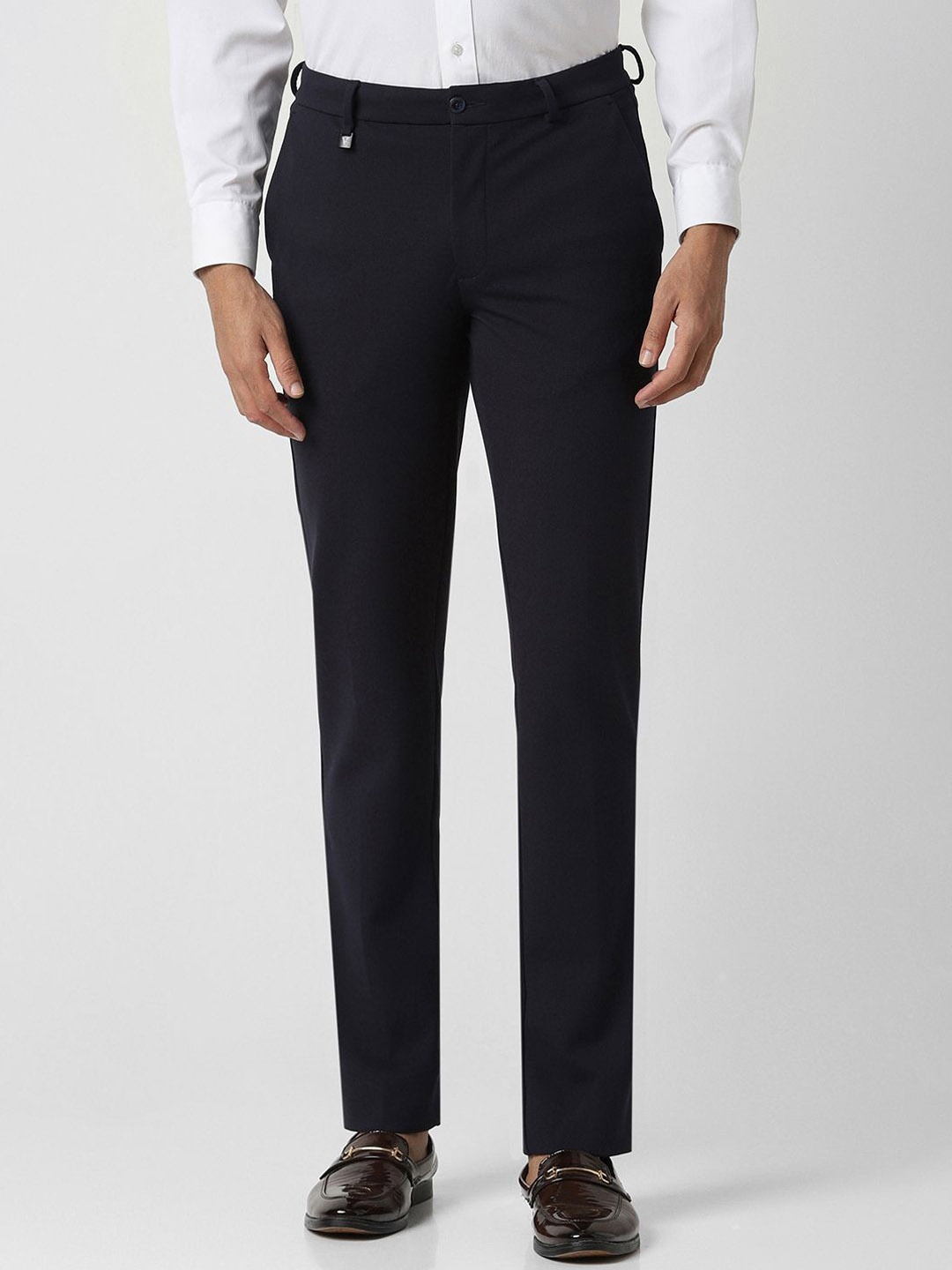 

V Dot Men Skinny Fit Trousers, Navy blue