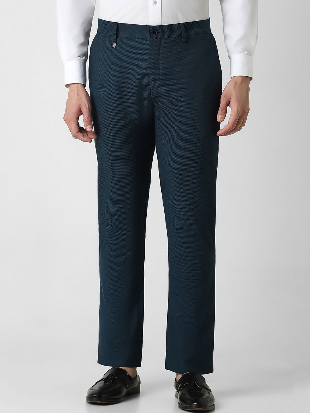 

V Dot Men Skinny Fit Trousers, Green