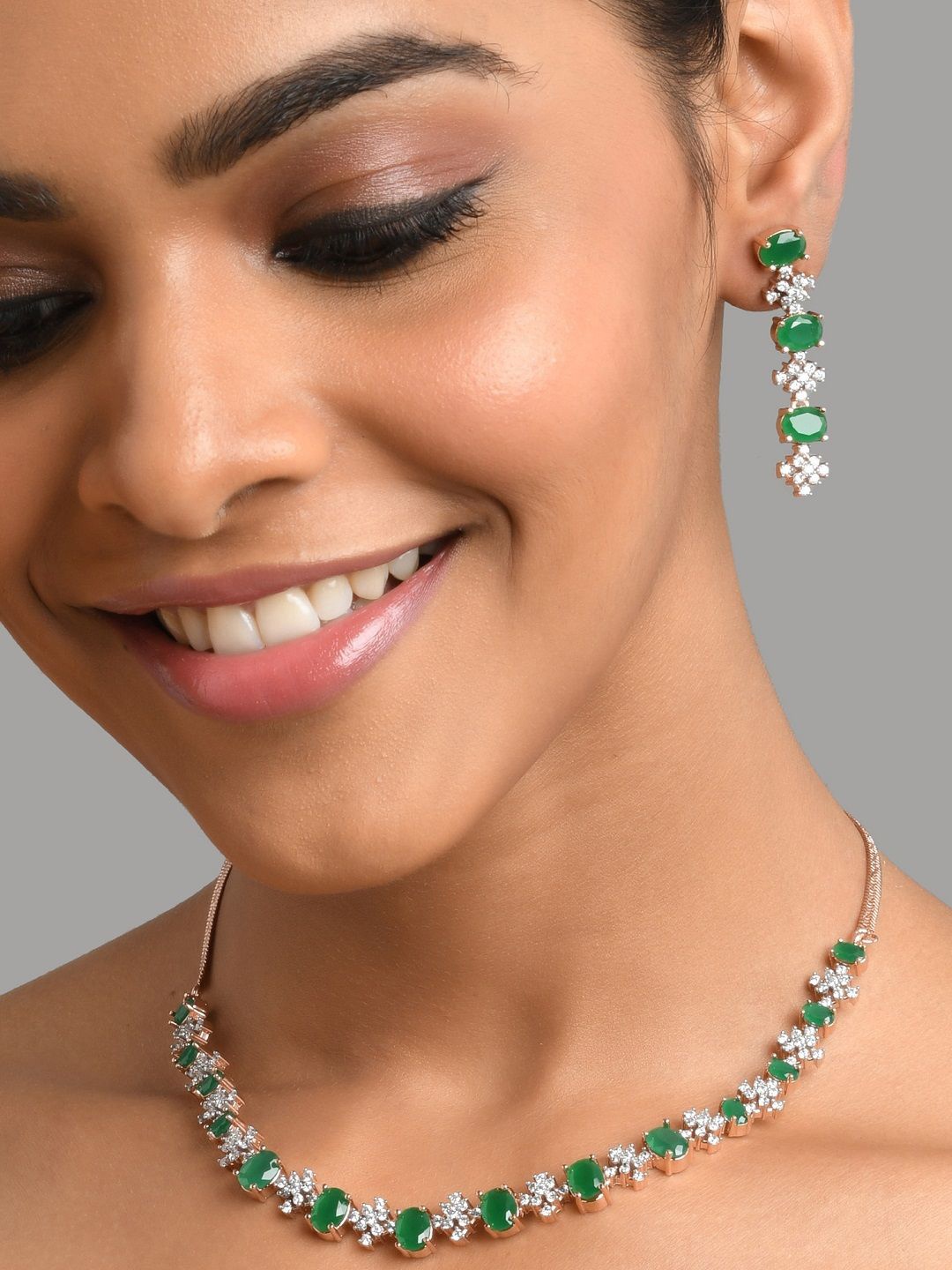 

Fida Rose Gold Plated AD Studded Jewellery Set