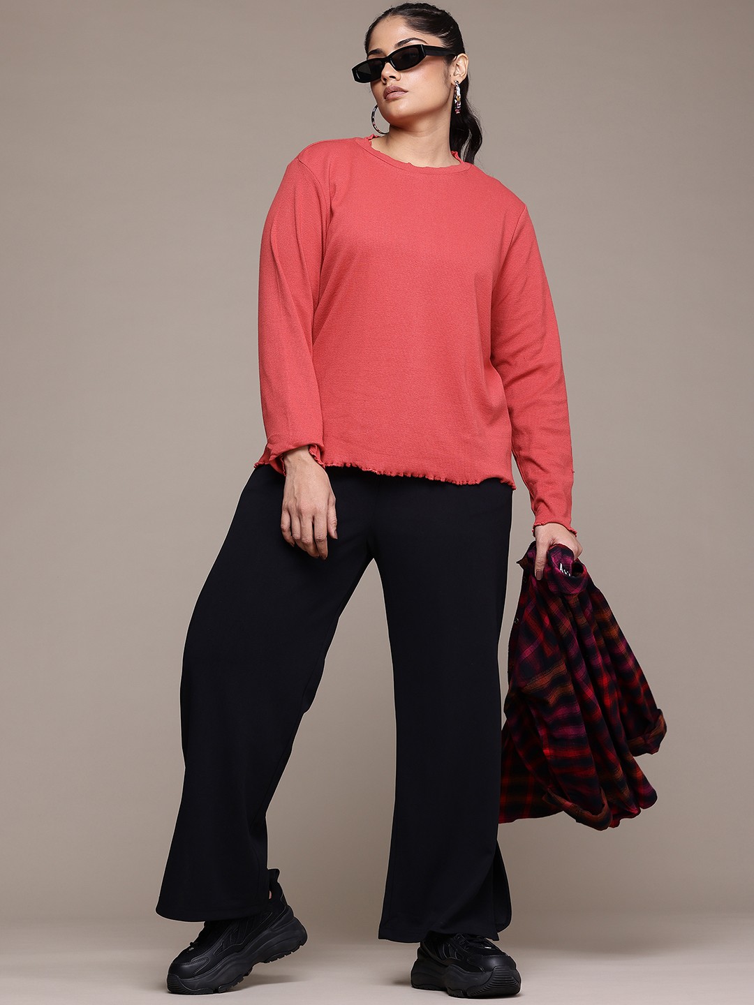 

The Roadster Lifestyle Co. Drop-Shoulder Sleeves T-shirt, Coral