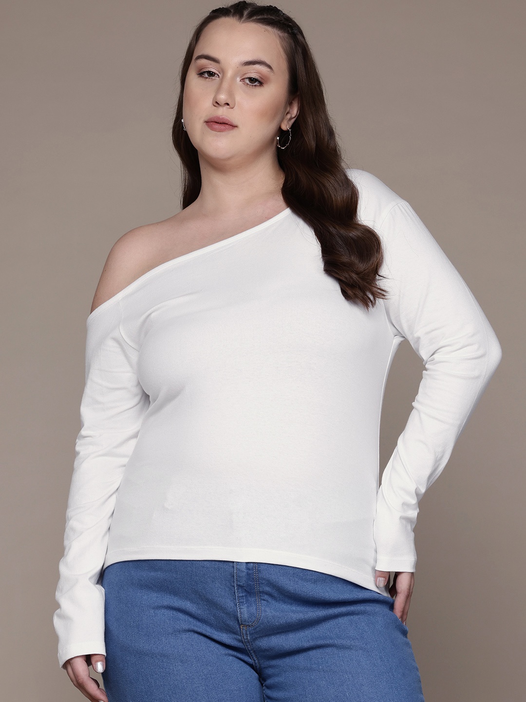 

The Roadster Lifestyle Co. Plus Size Off-Shoulder Top, White