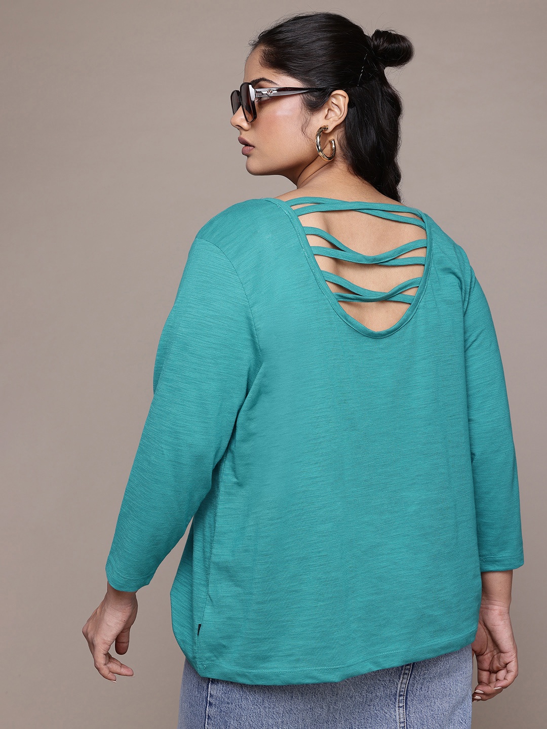 

The Roadster Lifestyle Co. Plus Size Styled Back T-shirt, Turquoise blue