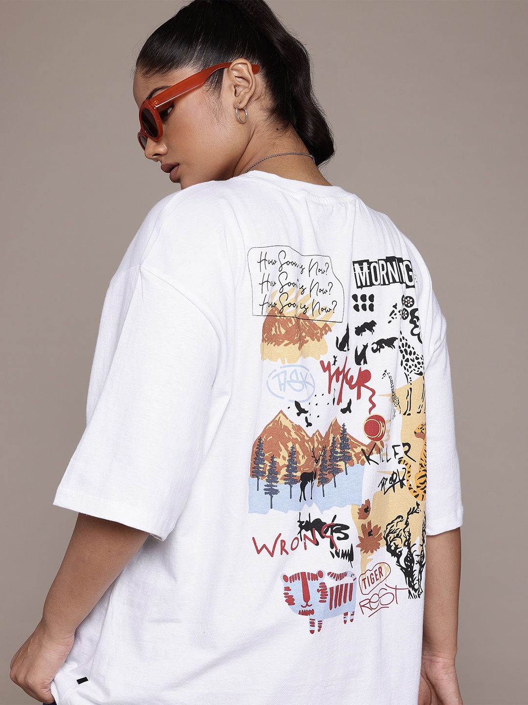 

The Roadster Lifestyle Co. Plus Size Printed Relaxed Pure Cotton T-shirt, White