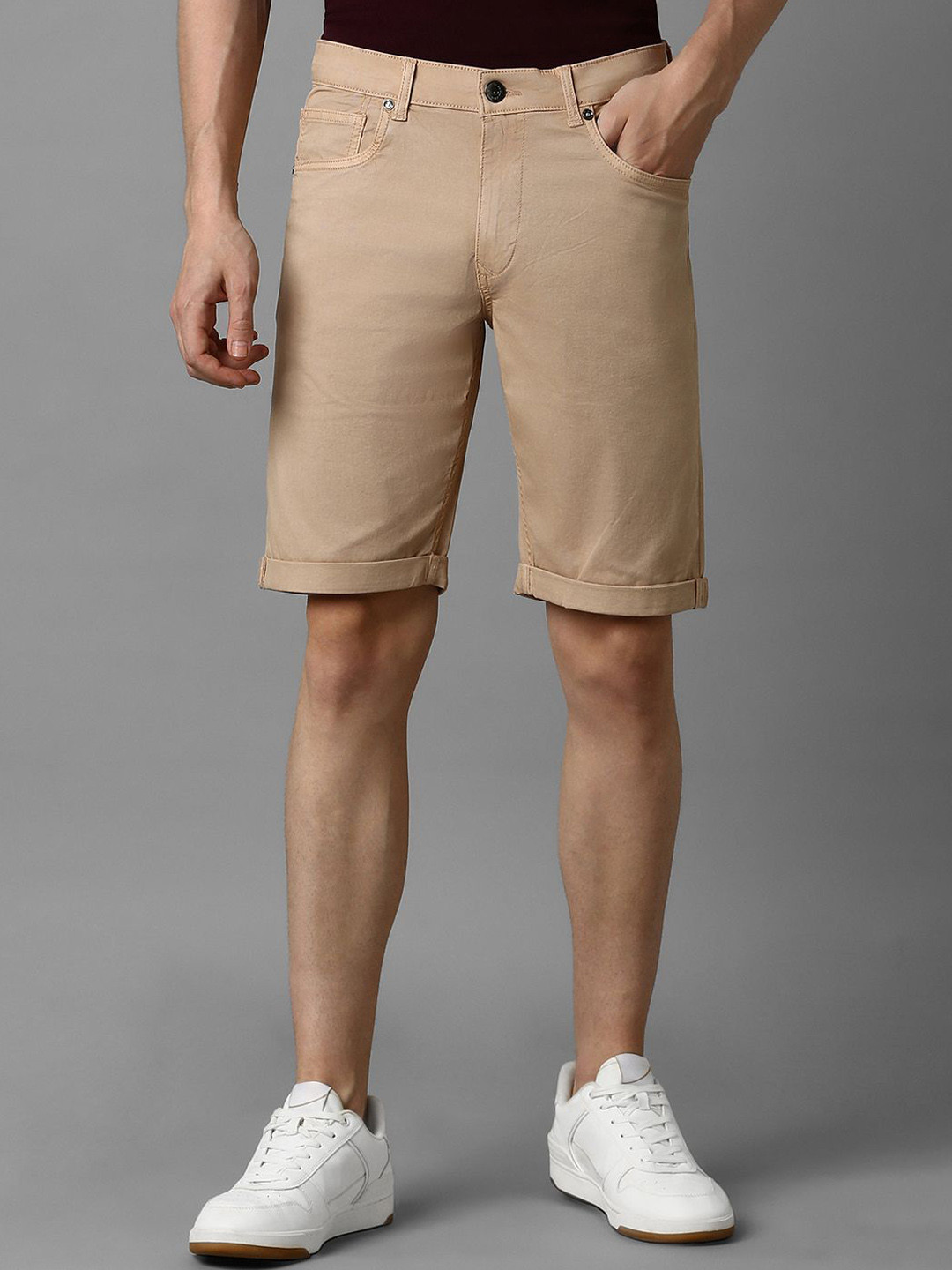 

Louis Philippe Jeans Men Slim Fit Chino Shorts, Beige
