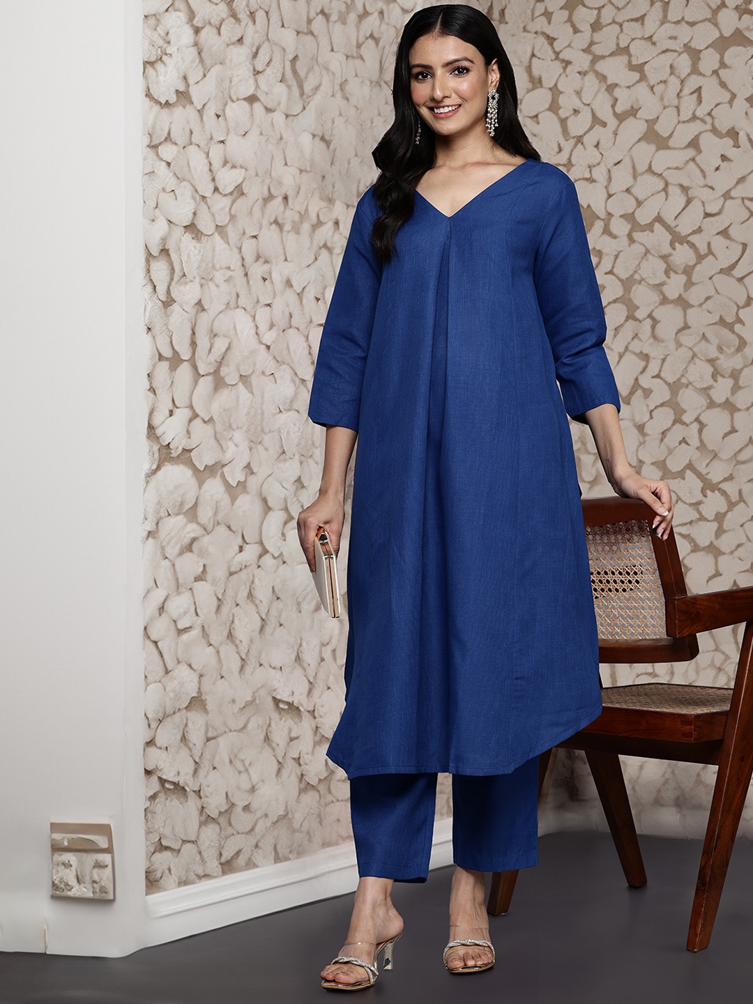 

Varanga Ethnic A-Line Kurta with Trousers, Blue
