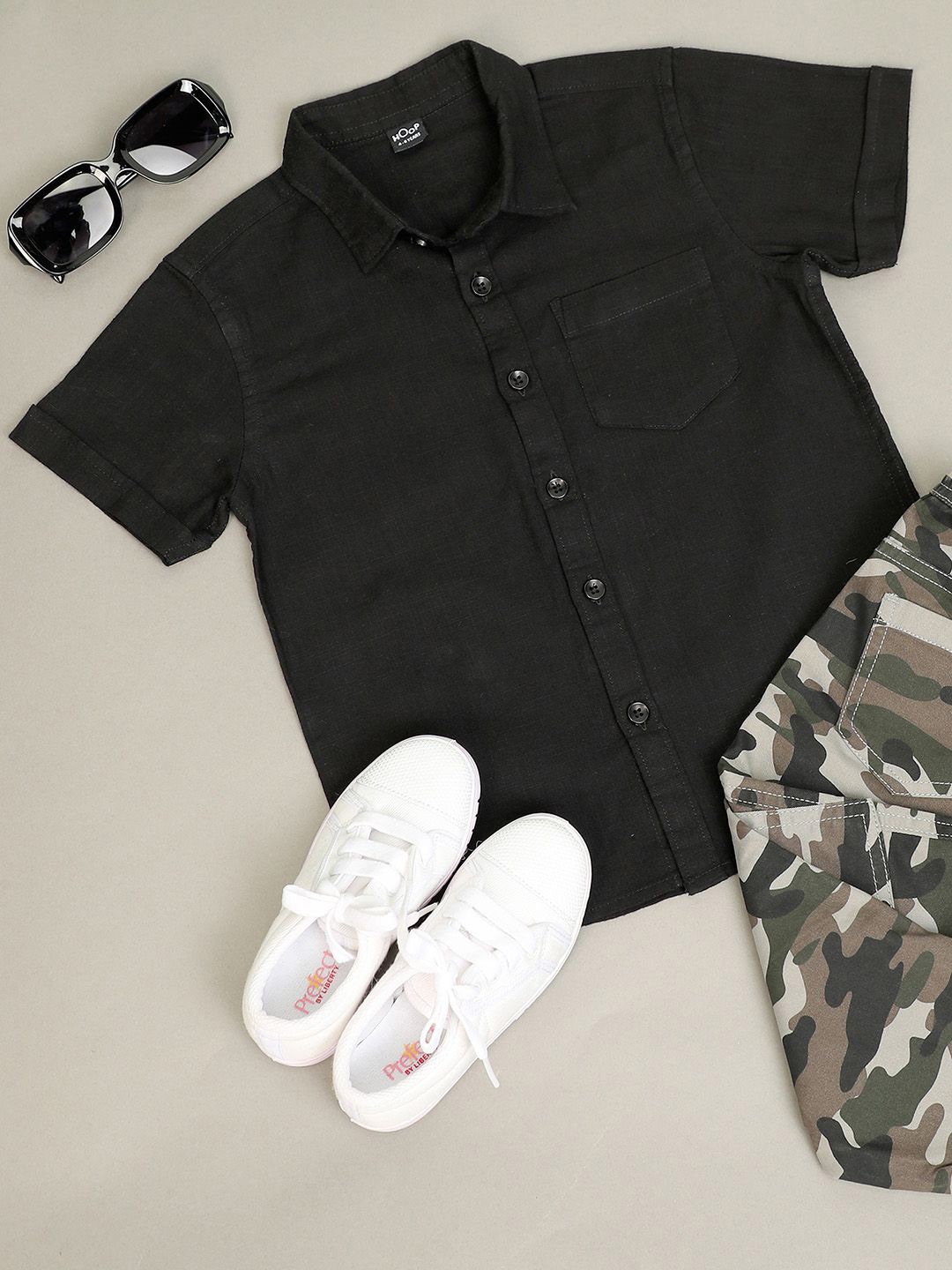 

Hoop Boys Slim Fit Opaque Casual Shirt, Black