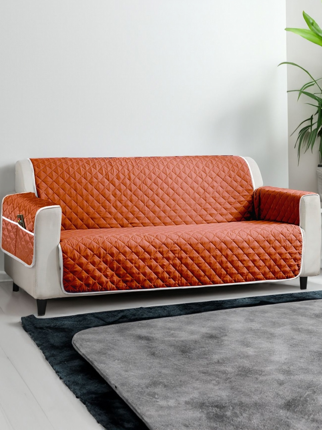

Cortina Orange & Brown Reversible 3 Seater Sofa Cover With Arms