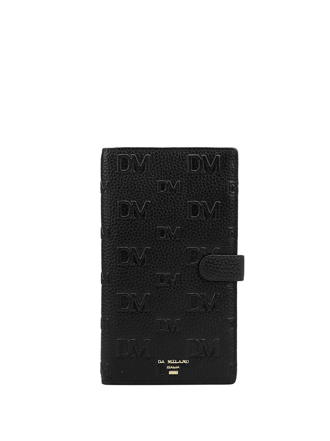 

Da Milano Unisex Printed Leather Two Fold Wallet, Black