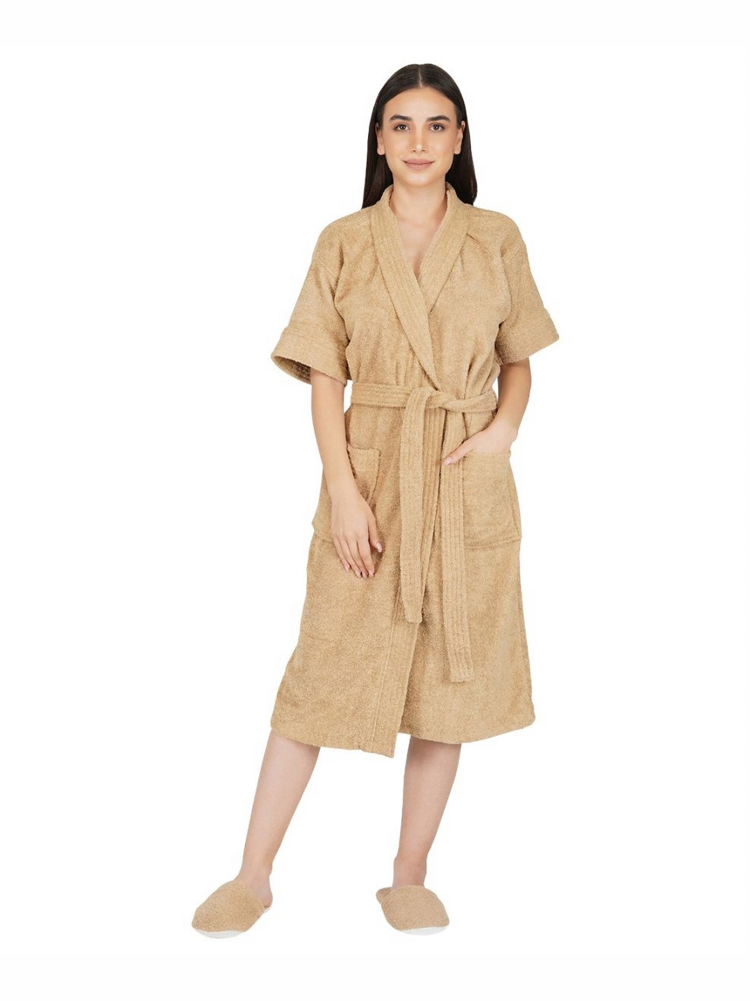 

RANGOLI 400 GSM Cotton Bath Robe, Beige