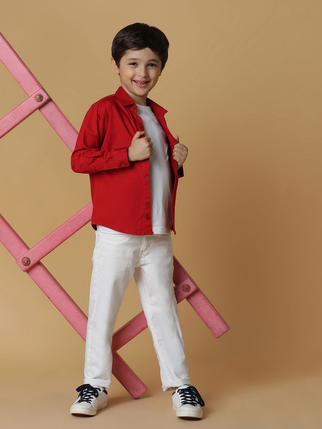 

TALES & STORIES Boys Opaque Casual Shirt, Red