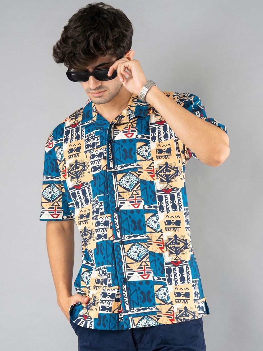 

PRONK Men Relaxed Floral Opaque Printed Casual Shirt, Blue