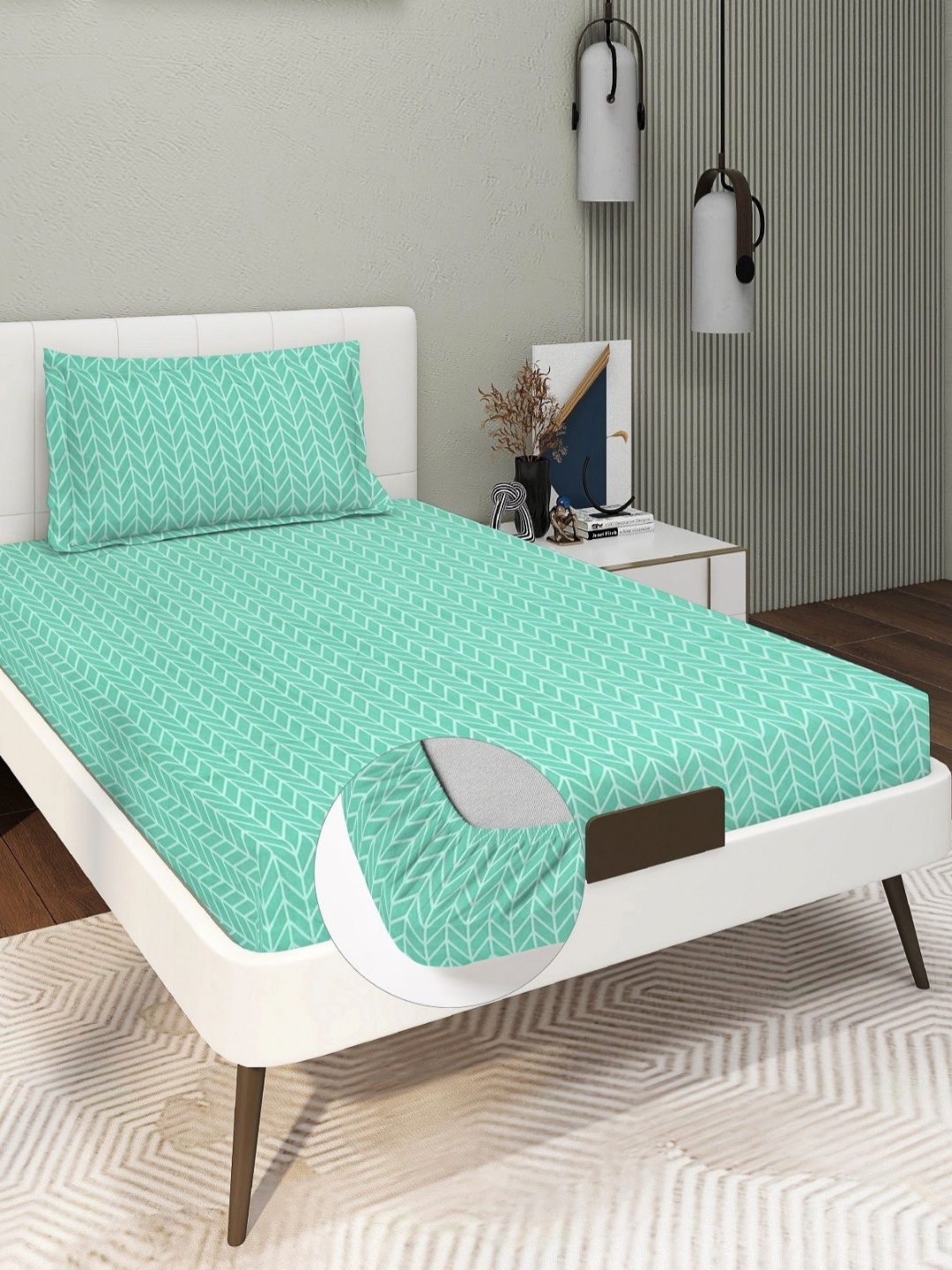 

RD TREND Green 210 TC Single Bedsheet with 1 Pillow Covers
