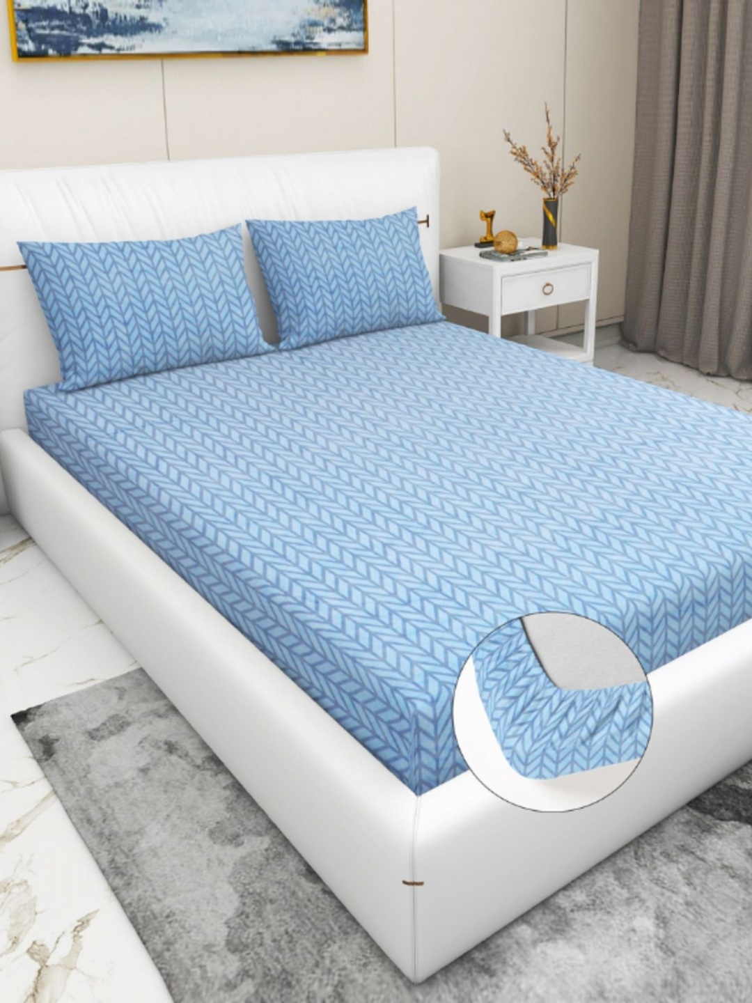 

RD TREND Blue 210 TC King Bedsheet with 2 Pillow Covers