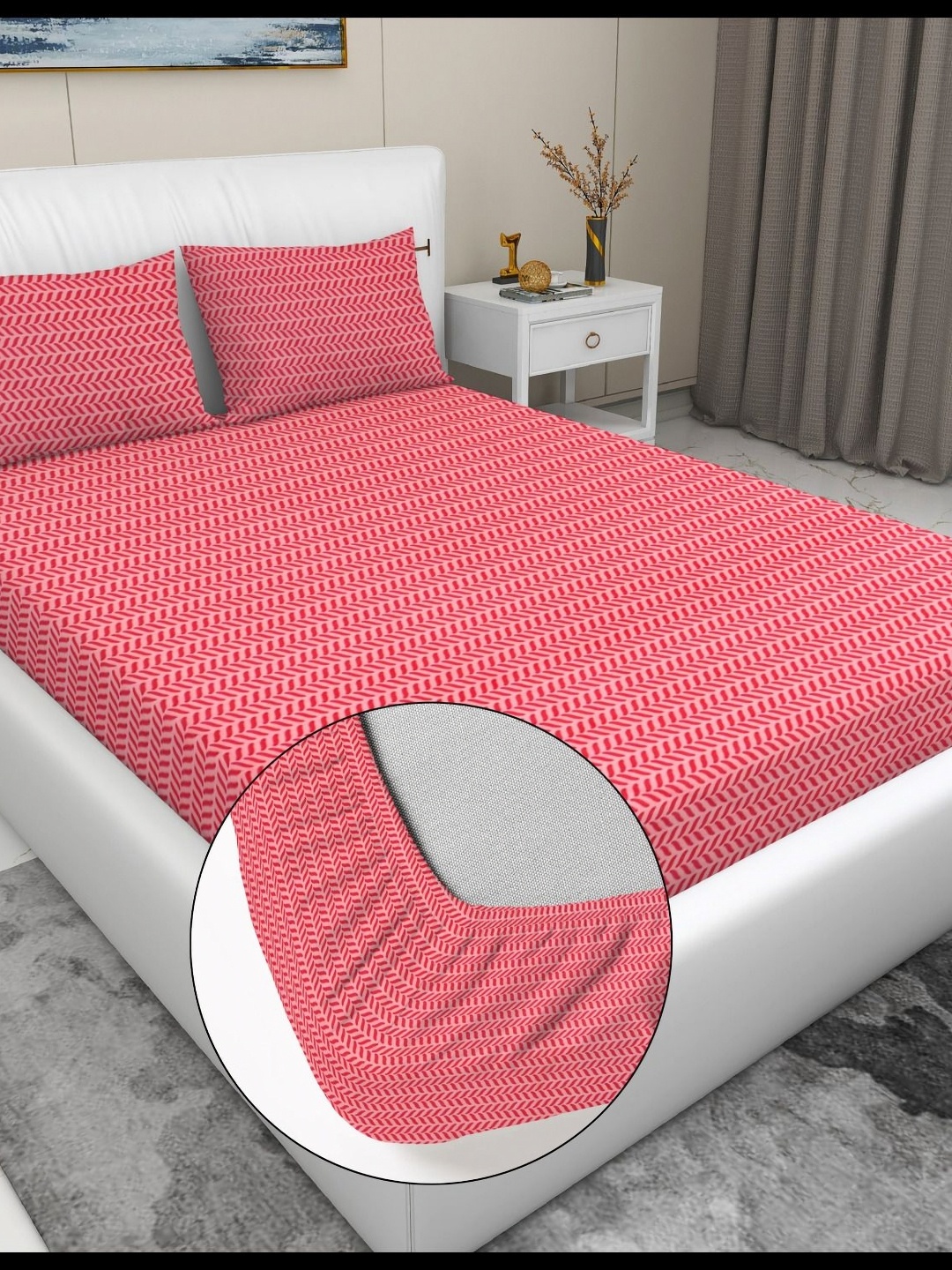 

RD TREND Orange 210 TC King Bedsheet with 2 Pillow Covers