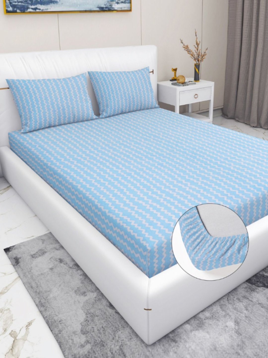 

RD TREND Blue 210 TC King Bedsheet with 2 Pillow Covers