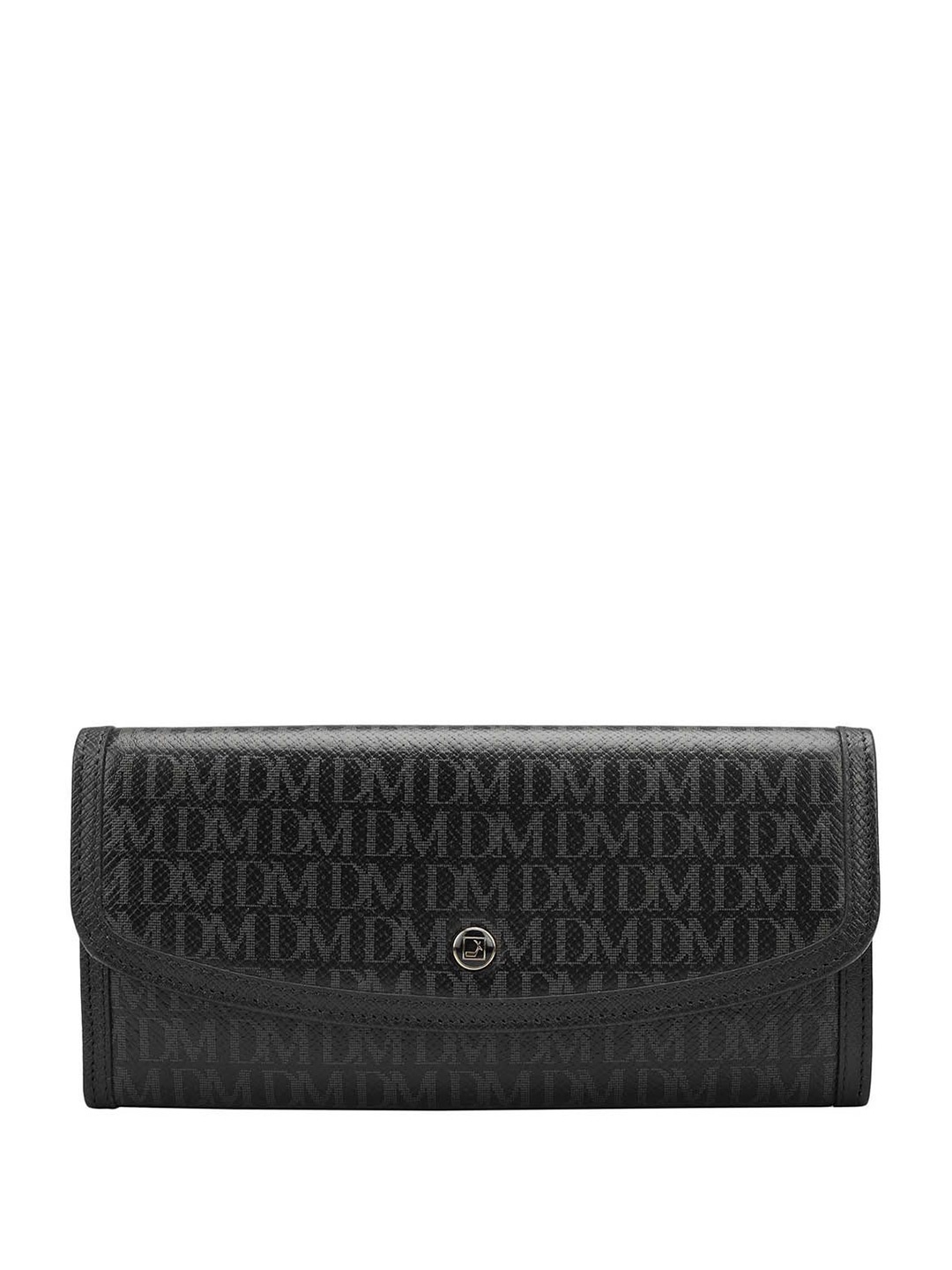 

Da Milano Women Textured Leather Two Fold Wallet, Black