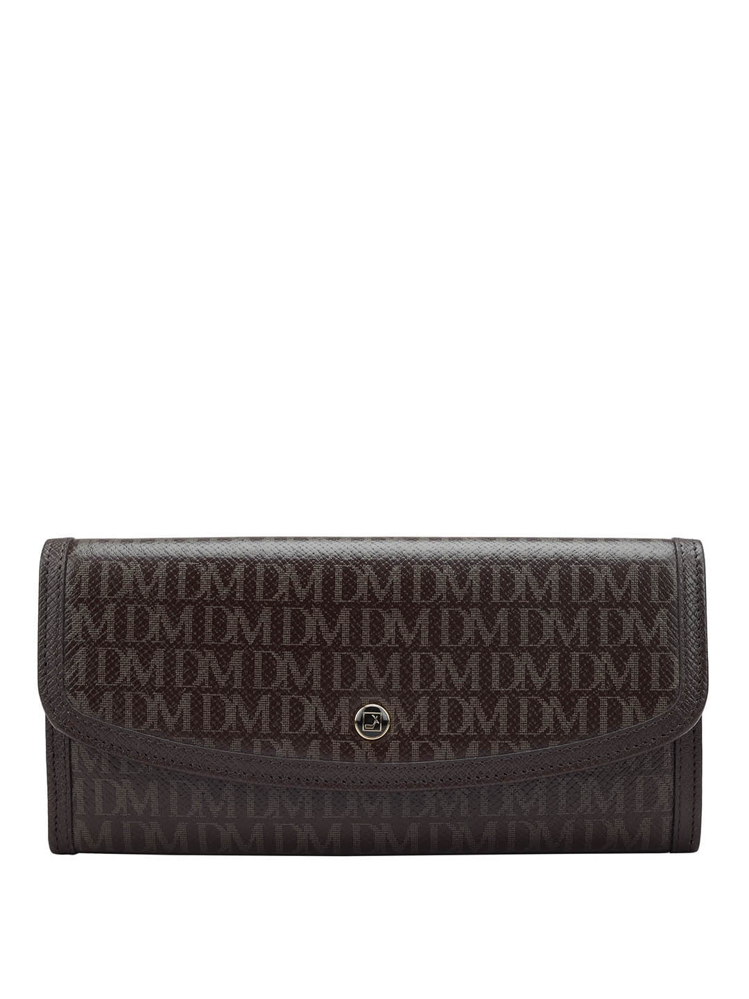 

Da Milano Women Typography Printed Leather Two Fold Wallet, Brown