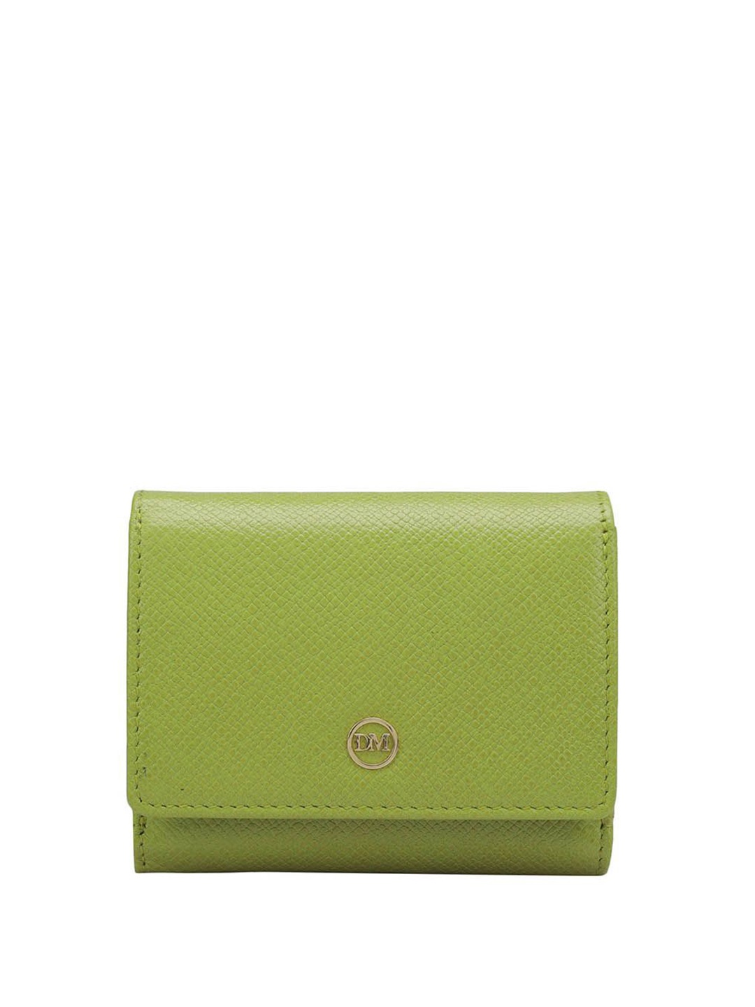 

Da Milano Women Textured Leather Three Fold Wallet, Green
