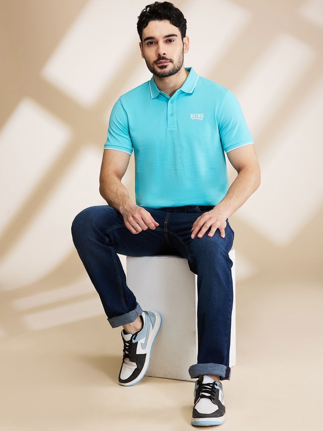 

Being Human Men Polo Collar Pockets T-shirt, Blue