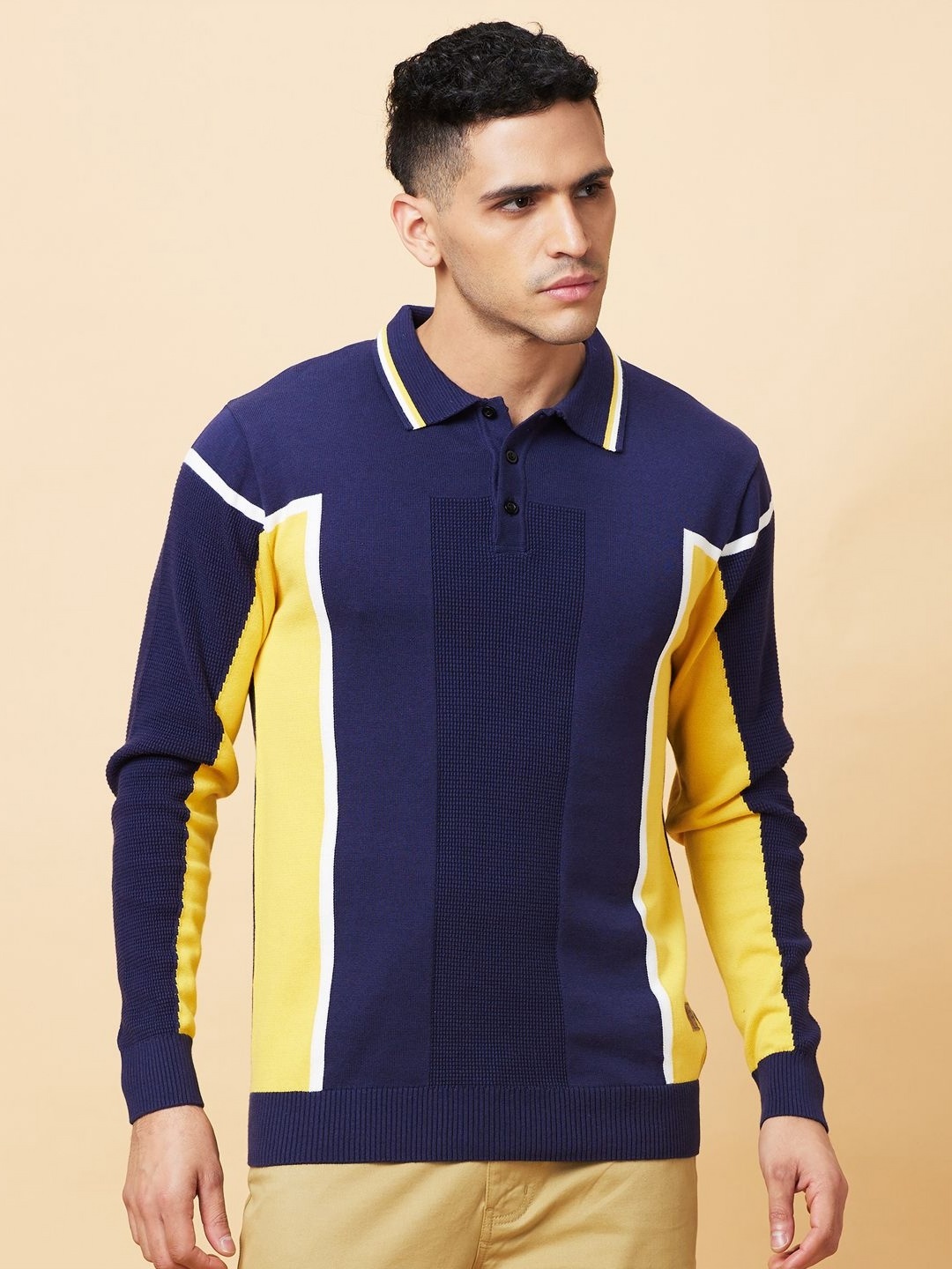

Being Human Men Colourblocked Polo Collar Pockets T-shirt, Blue