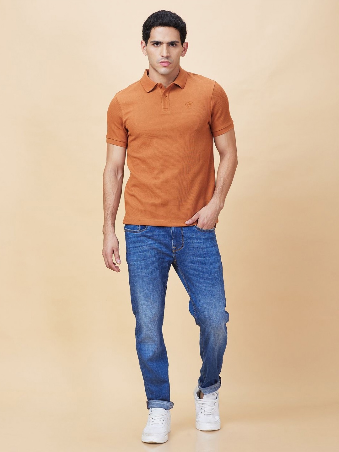 

Being Human Men Polo Collar Ethnic T-shirt, Orange