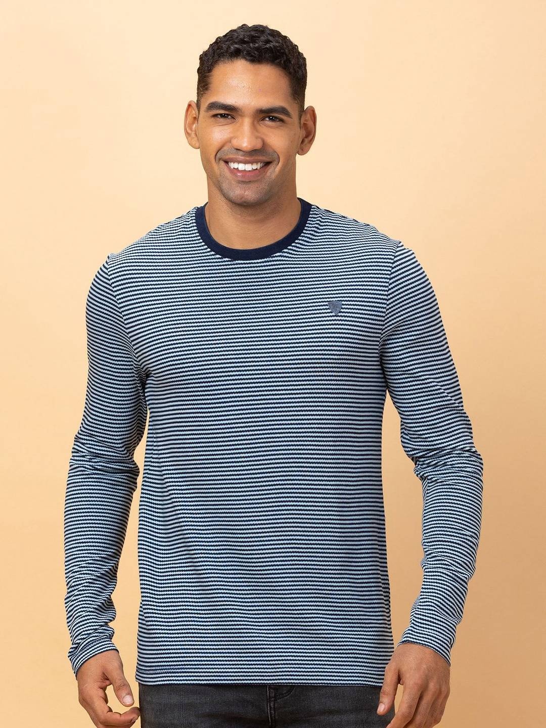 

Being Human Men Striped Pockets T-shirt, Blue