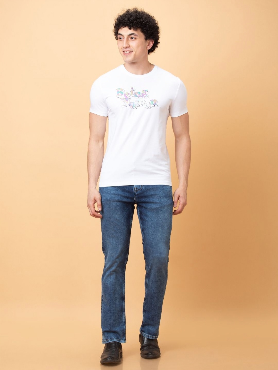 Being Human Men Typography Printed Applique T-shirt, White