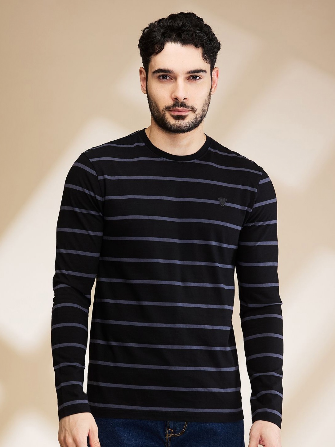 

Being Human Men Striped Pockets T-shirt, Black