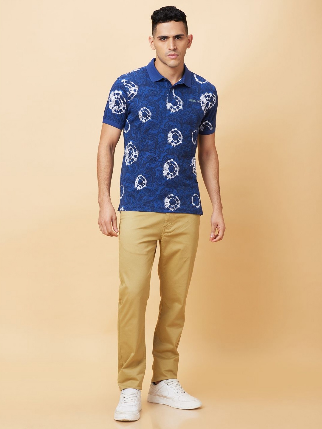 

Being Human Men Floral Printed Polo Collar T-shirt, Green