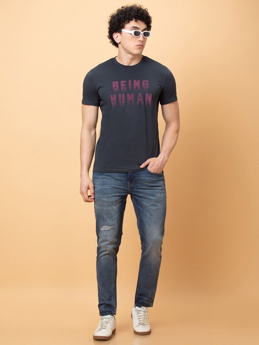 

Being Human Men Typography Printed T-shirt, Grey