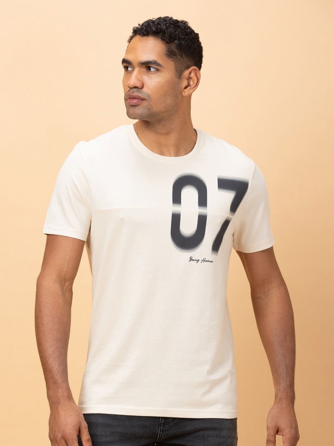 

Being Human Men Typography Monochrome Slim Fit T-shirt, White