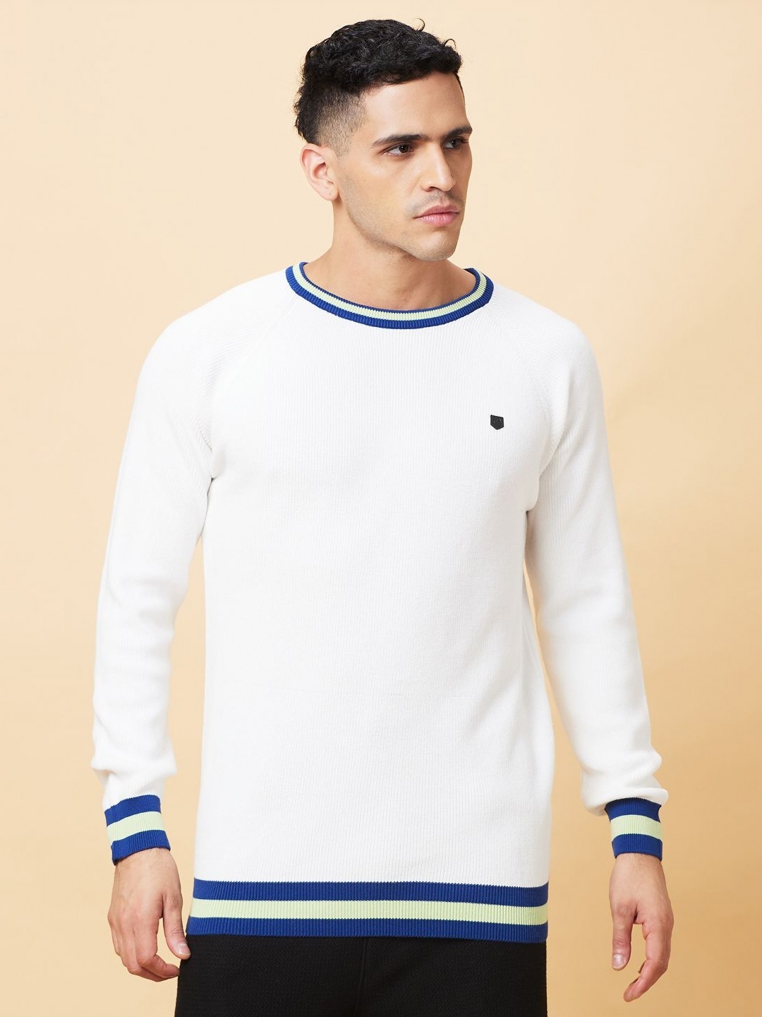 

Being Human Men Pure Cotton Polka Dot T-shirt, White